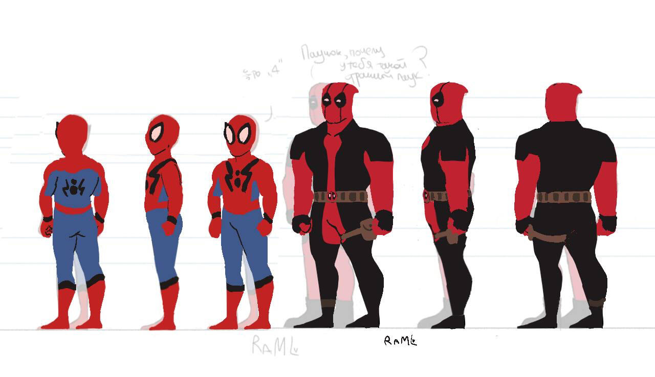 A fan design’s sheet of Spider-man and Deadpool
